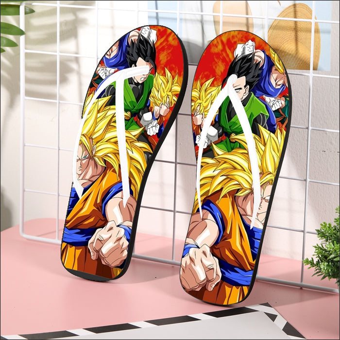 Dragon Ball Goku Super Saiyan 3 Vegeta Gohan Trending Design Flip Flops