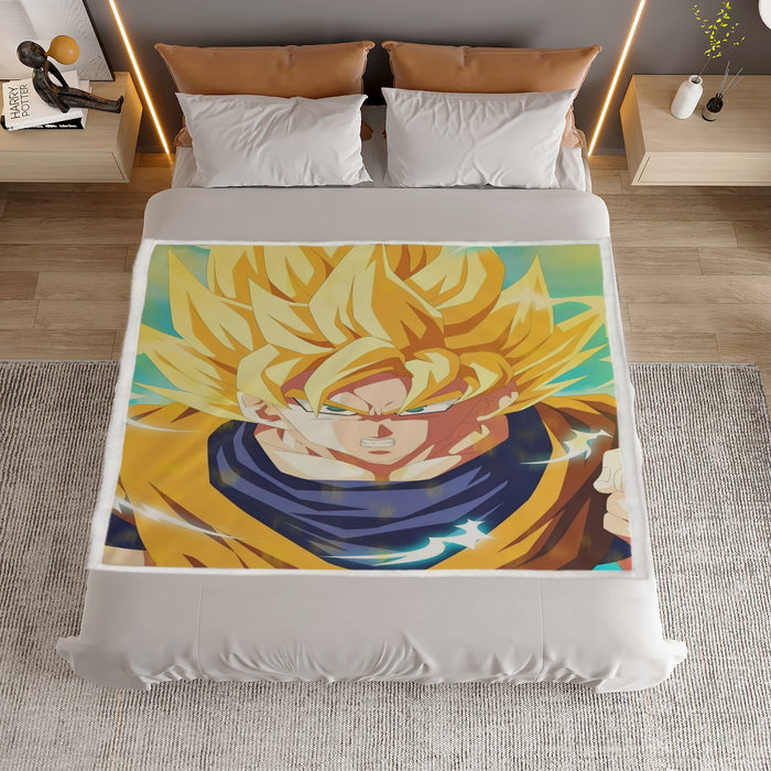 Dragon Ball Goku Super Saiyan Hero Thunder Design Street Style Household Warm Blanket