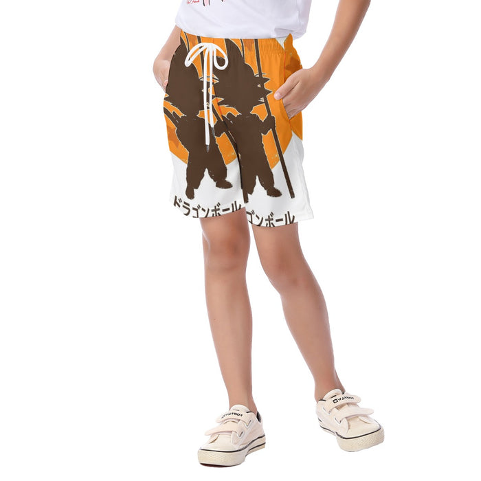 Dragon Ball Z Kid Goku Shadow Logo White Kid's Beach Shorts