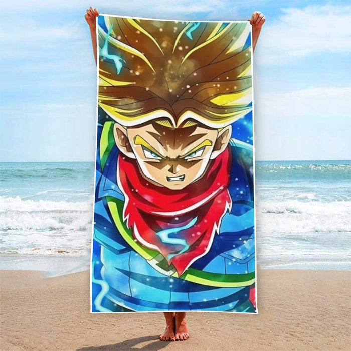 DBZ Rage Super Saiyan Trunks Portrait Unique Style Beach Towel