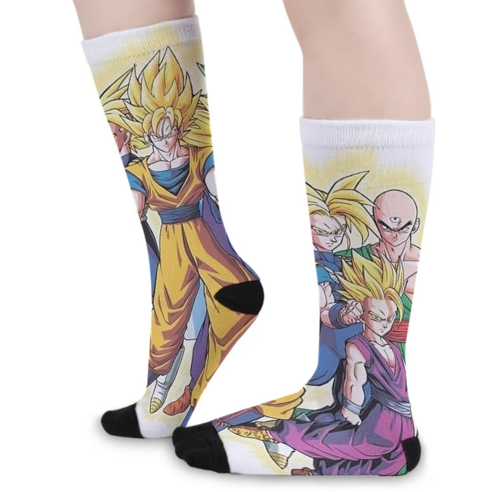 DBZ Goku Vegeta Super Saiyan Krillin Piccolo All Heroes Vibrant Design Socks