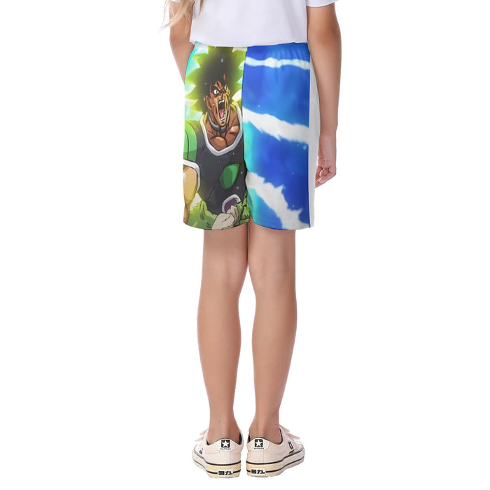 Dragon Ball Z Broly Wearing His Control Mechanism Kid's Beach Shorts