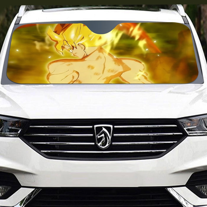 Dragon Ball Goku Super Saiyan Battle Posture Aura Style Windshield Sunshade