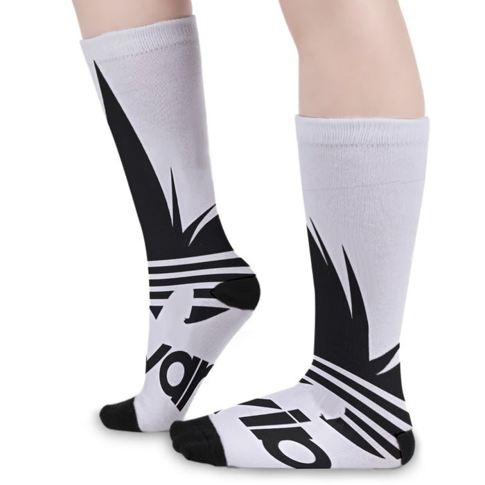 Dragon Ball Z Black Saiyan Adidas Parody Print Gray Socks