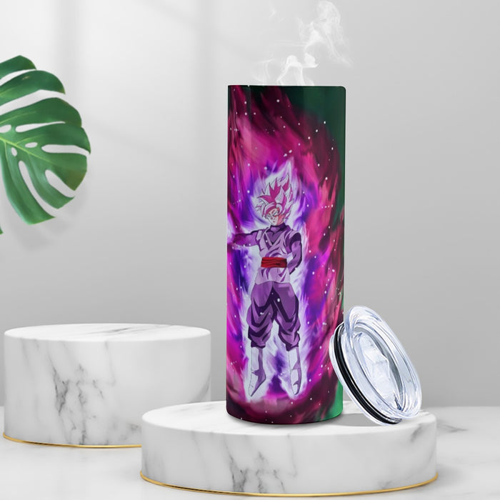 Goku Black Super Saiyan Rose Power Aura Streetwear Design Tumbler with twinkle surface