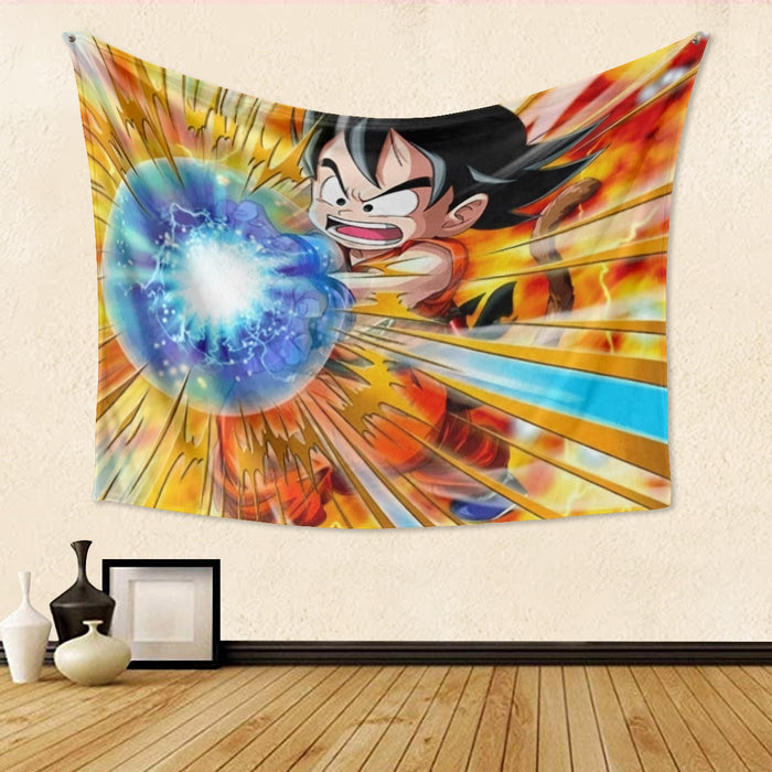 Dragon Ball Energy Kid Goku Blue Kamehameha Tapestry