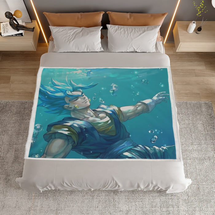 DBZ Relax Gogeta Ocean Blue Saiyan SSGSS Dope Design Household Warm Blanket