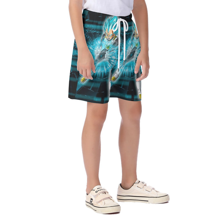 Dragon Ball Super Vegeta Blue Double Galick Gun Epic Kid's Beach Shorts