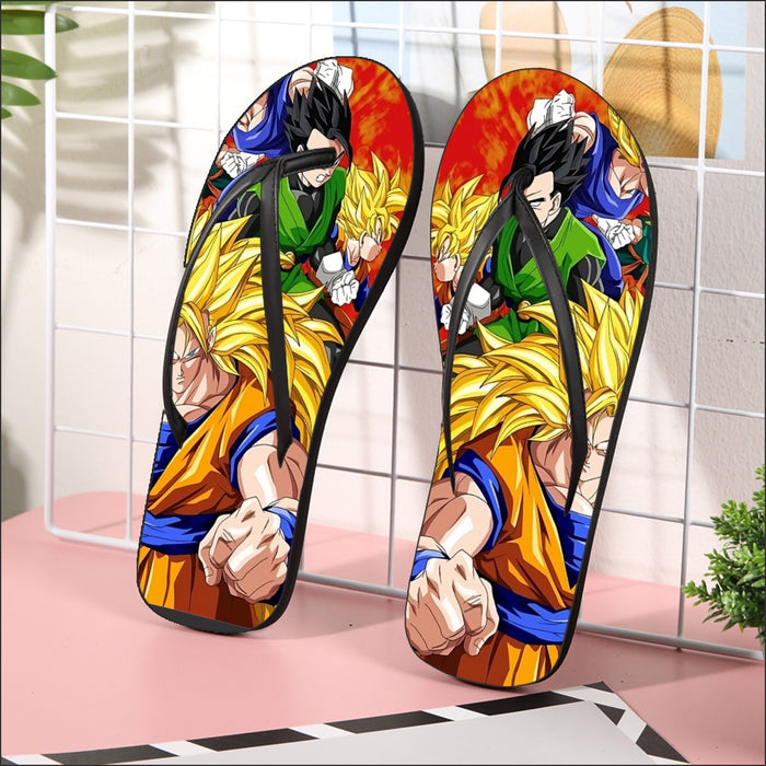 Dragon Ball Goku Super Saiyan 3 Vegeta Gohan Trending Design Flip Flops