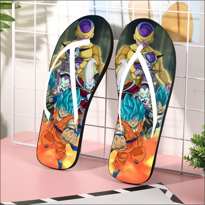 Dragon Ball Goku Vegeta Super Saiyan God Blue SSGSS Fight Villains Flip Flops