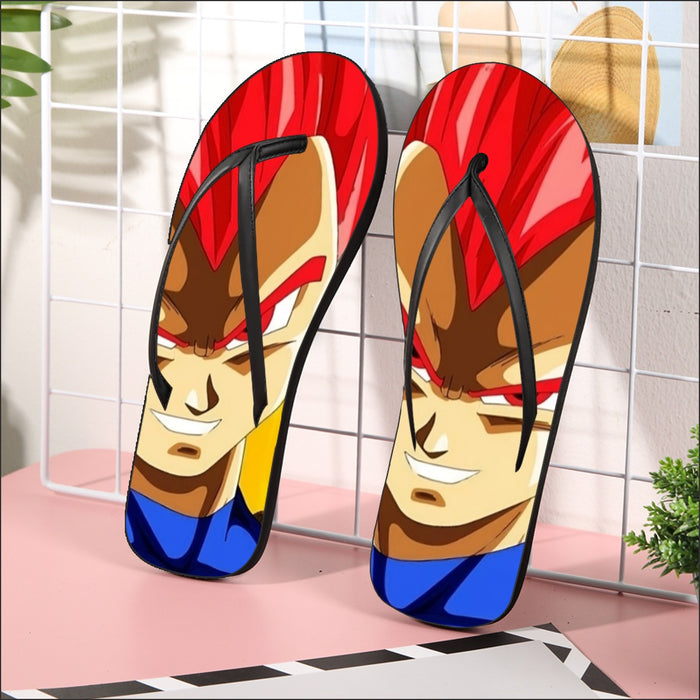 Dragon Ball Vegeta Super Saiyan Red God Vibrant Print Flip Flops