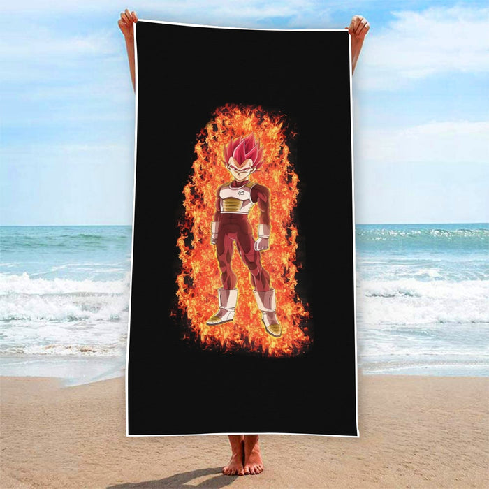 DBZ Vegeta Super Saiyan God Whis Symbol Fire Aura Streetstyle  Beach Towel