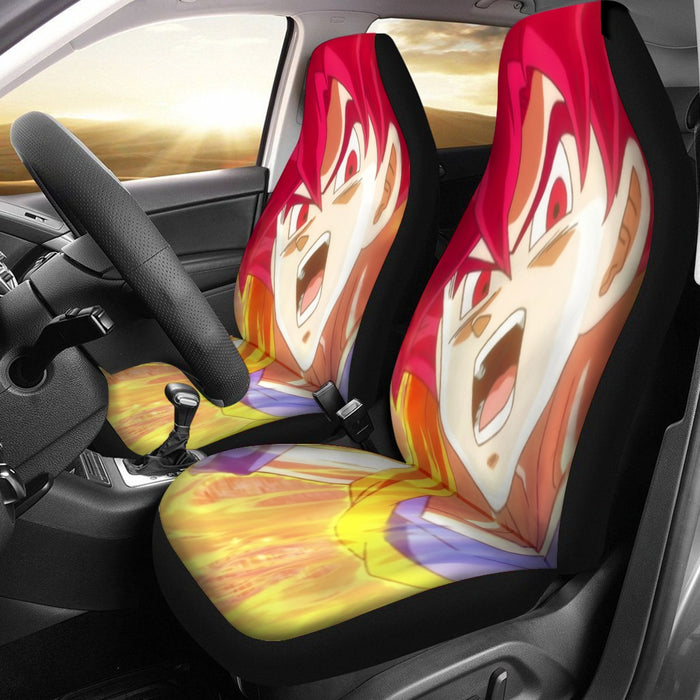 Dragon Ball Goku Super Saiyan Red God Face Portrait Print Car Seat Cover