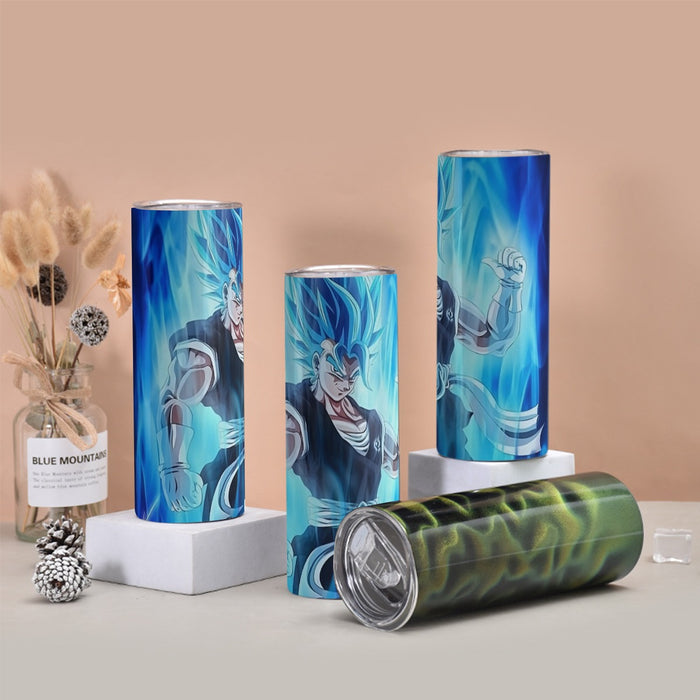 Dragon Ball Z Super Saiyan Vegito Blue Charge Aura Tumbler with twinkle surface