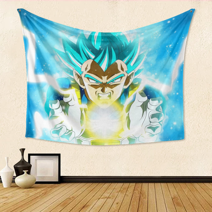 Dragon Ball Blue Vegeta Super Saiyan God Kamehameha Tapestry