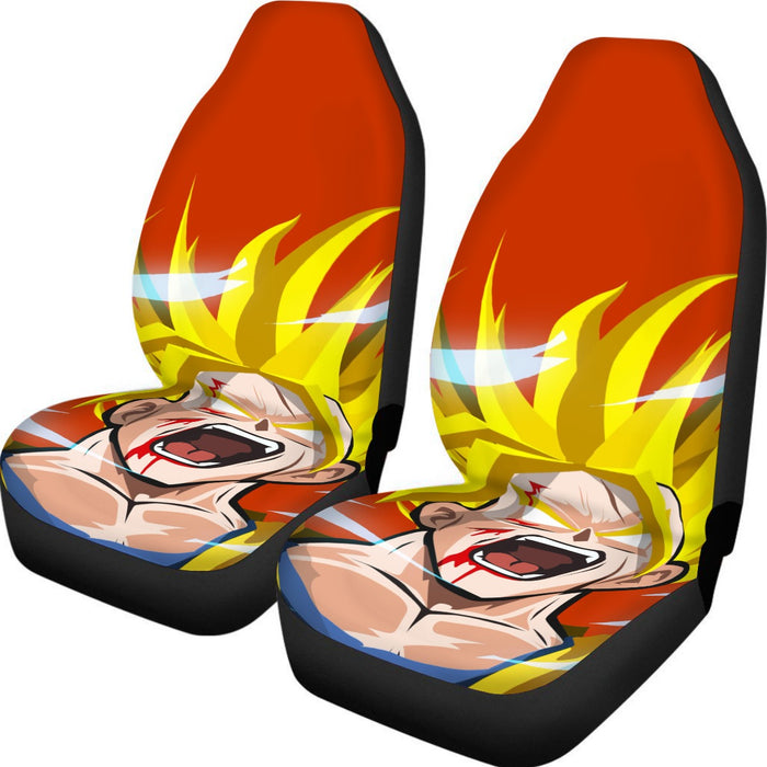 Dragon Ball Goku Super Saiyan Angry Scream Hand Drawing Design Car Seat Cover