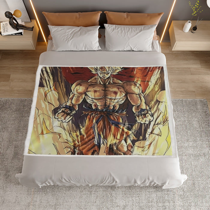 Powerful Goku Super Saiyan 2 Transformation SSJ2 Household Warm Blanket