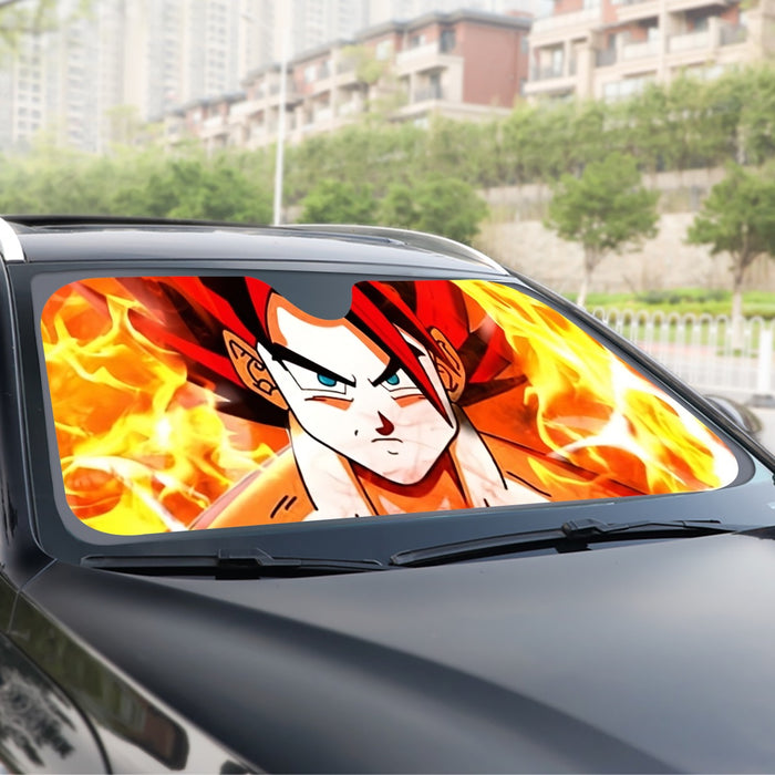 Dragon Ball Goku Super Saiyan Rose Flaming Fan Art Windshield Sunshade