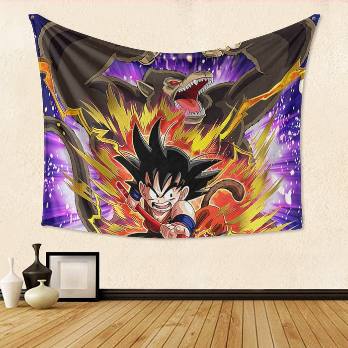 Great Ape Monkey Warrior Angry Kid Goku Fighting 3D Tapestry
