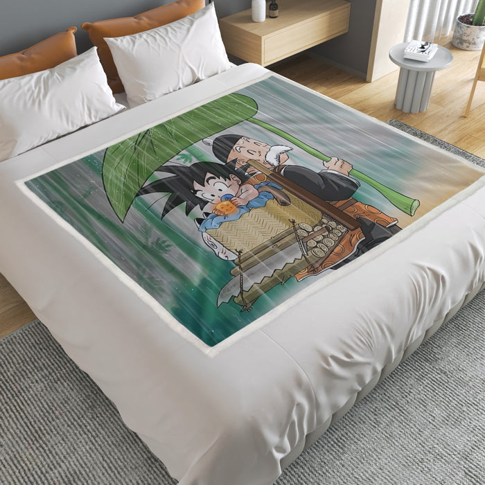 DBZ Kid Goku Super Saiyan Grandpa Gohan Cover Rain Cute Design Household Warm Blanket