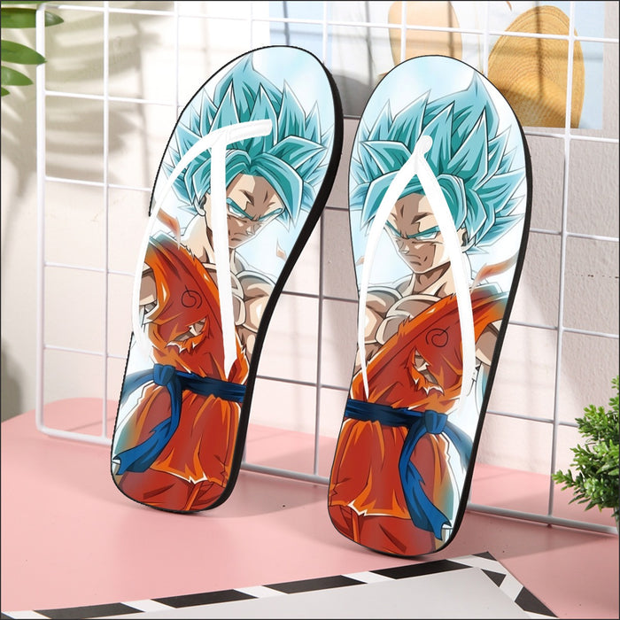 Dragon Ball Serious Super Saiyan Goku 2 Blue Epic Aura Flip Flops