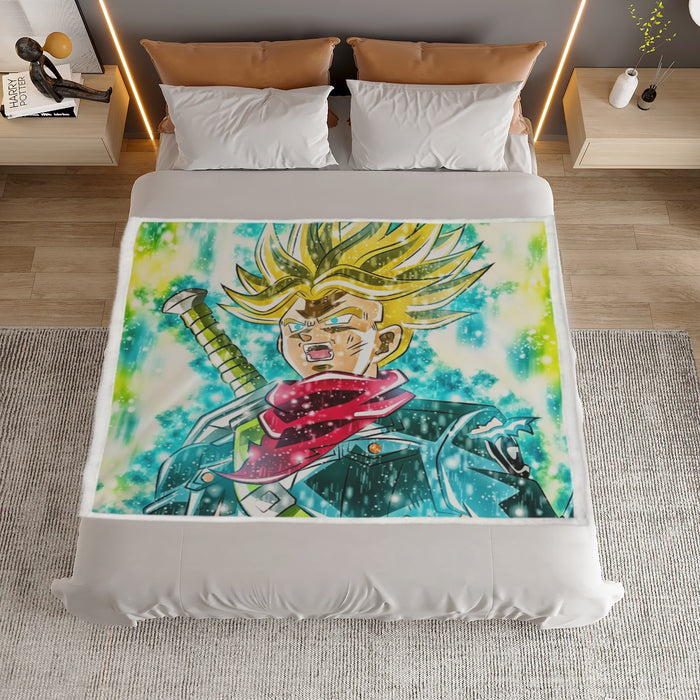 DBZ Trunks Super Saiyan Powerful Battle Ultimate Transformation Design Household Warm Blanket