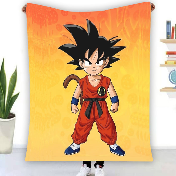 Cute Young Kid Goku Yellow Dragon Ball 3D Blanket