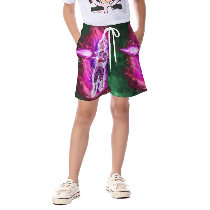 Goku Black Super Saiyan Rose Power Aura Streetwear Design Kid's Beach Shorts