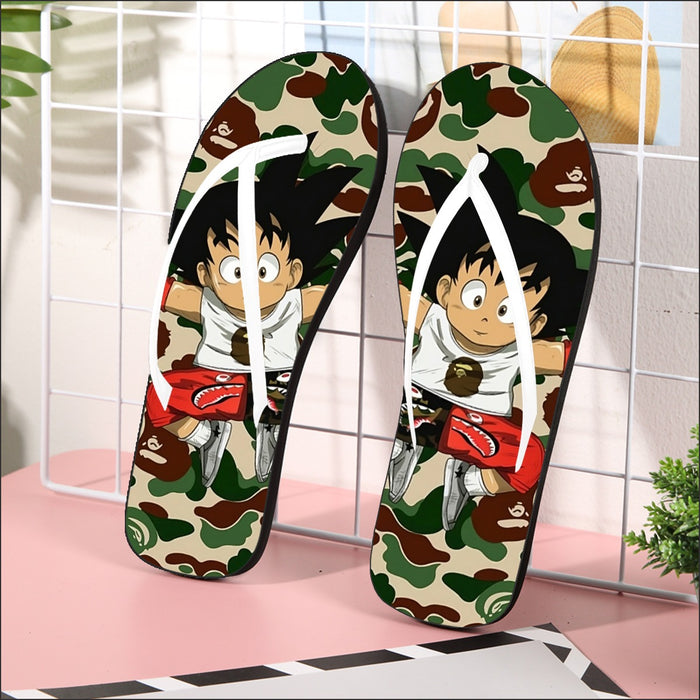 Dragon Ball Jumping Kid Goku Camouflage Flip Flops