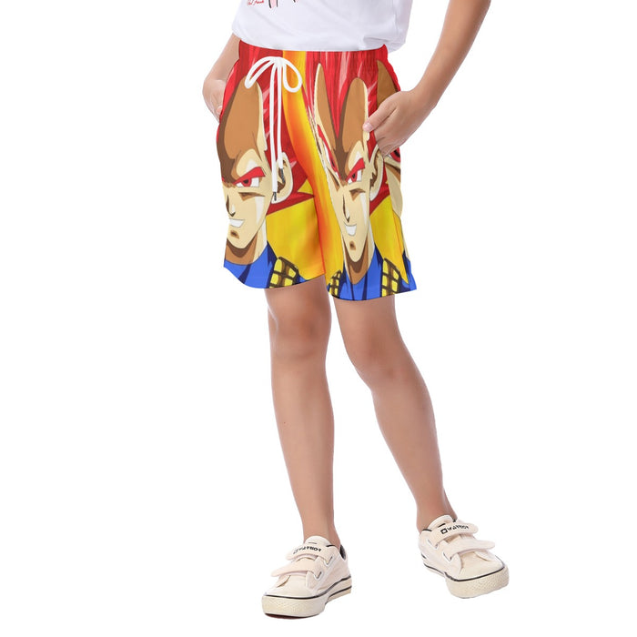 Dragon Ball Vegeta Super Saiyan Red God Vibrant Print  Kid's Beach Shorts