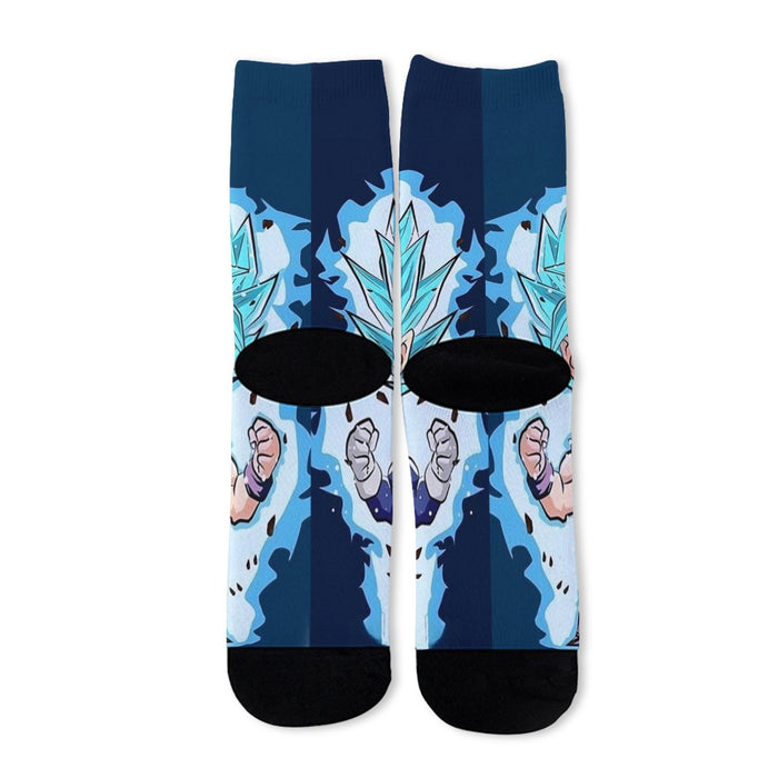 DBZ Goku Vegeta SSGSS God Blue Super Saiyan Chibi Sketch Socks