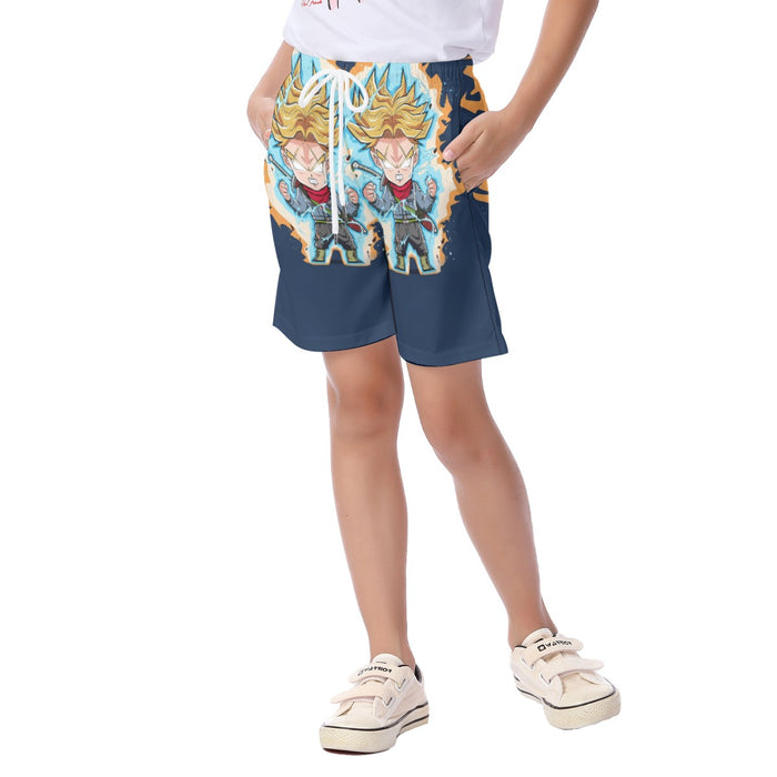 Dragon Ball Future Trunks Saga Super Saiyan Chibi Design Kid's Beach Shorts