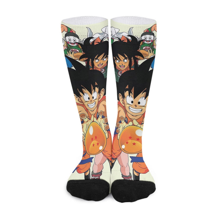 DBZ Kid Goku Master Roshi Bulma Krillin Chasing Dragon Ball Funny Socks