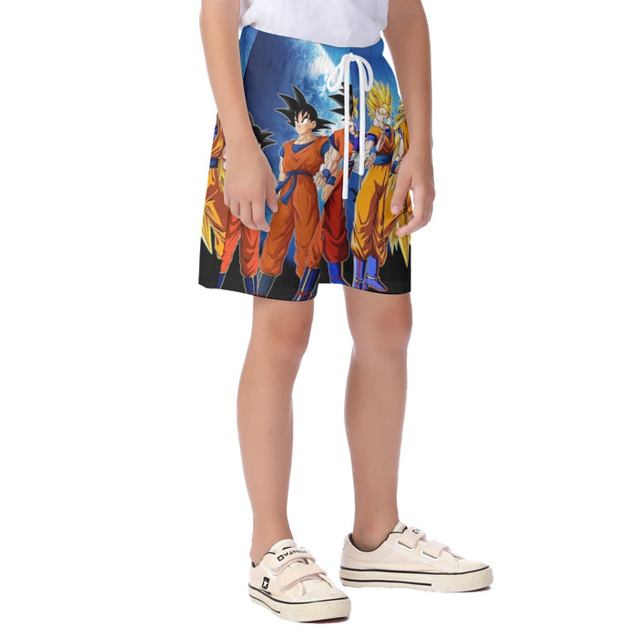 Dragon Ball Z Cool Goku Super Saiyan Transformation Kid's Beach Shorts