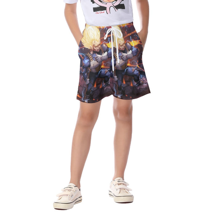 Dragon Ball Z Vegeta Super Saiyan Lightning Custom Kid's Beach Shorts