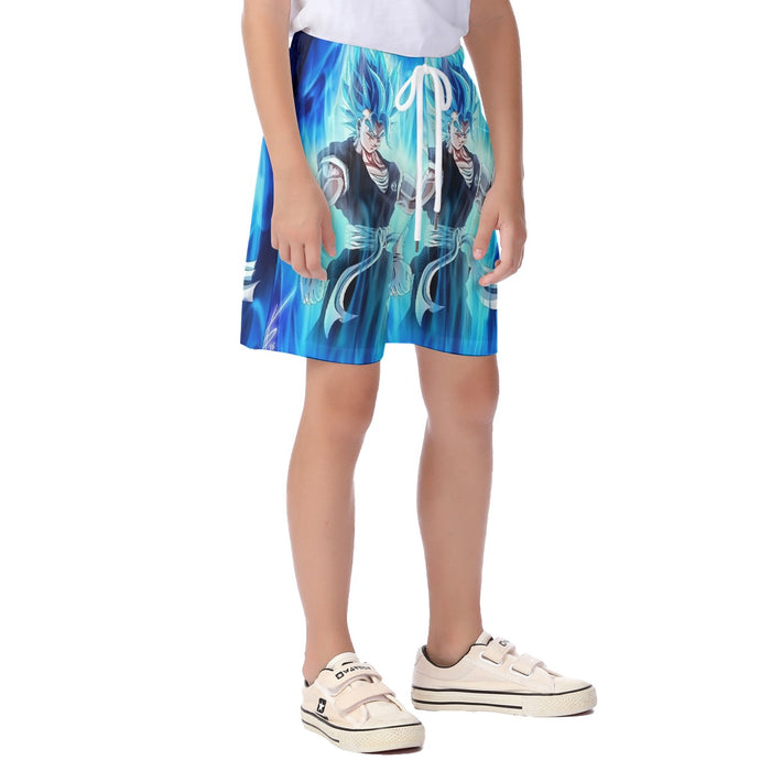 Dragon Ball Z Super Saiyan Vegito Blue Charge Aura  Kid's Beach Shorts