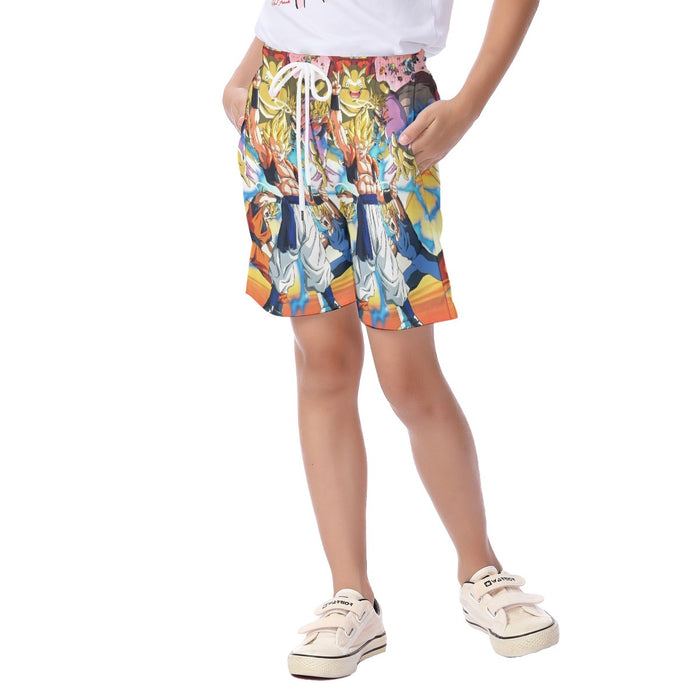 DBZ Goku Vegeta Fusion Saiyan Gogeta Colorful Design Streetwear Kid's Beach Shorts