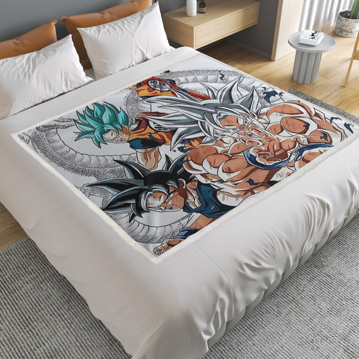 DBS Goku SSJ Transformations White God Blue Red Kaioken Ultra Instinct Household Warm Blanket