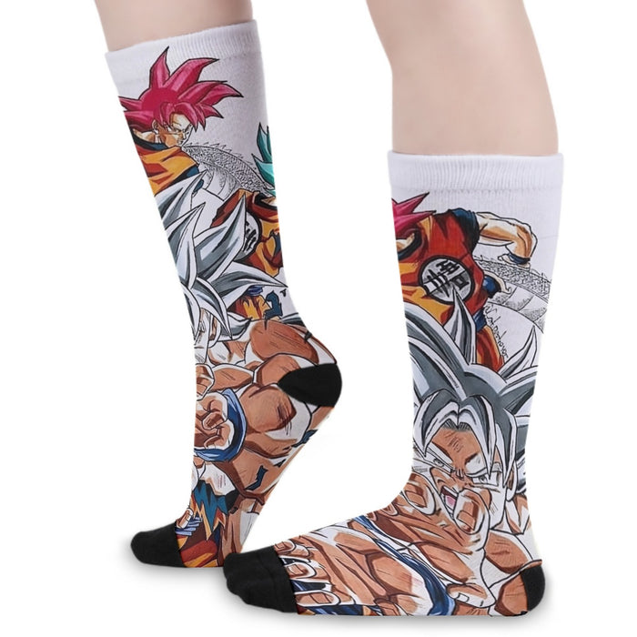 DBS Goku SSJ Transformations White God Blue Red Kaioken Ultra Instinct  Socks