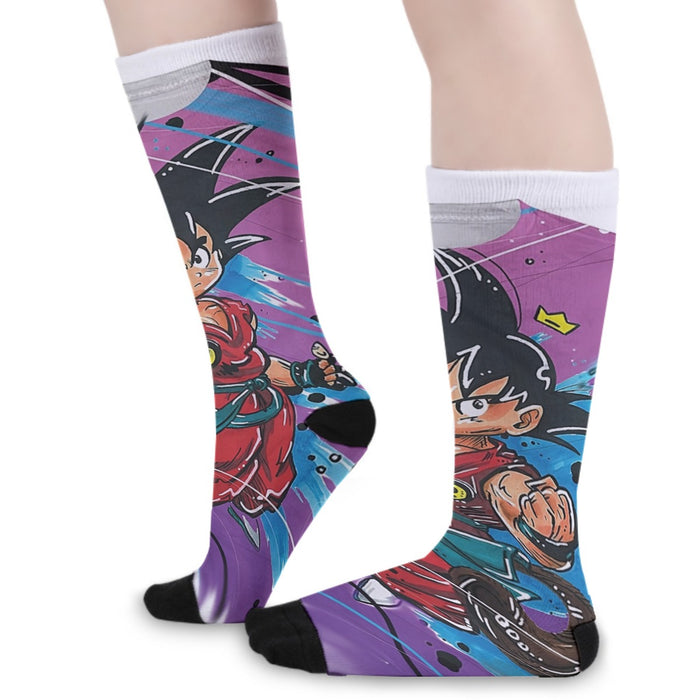 Dragon Ball Z  Kid Goku Graffiti Painting Socks