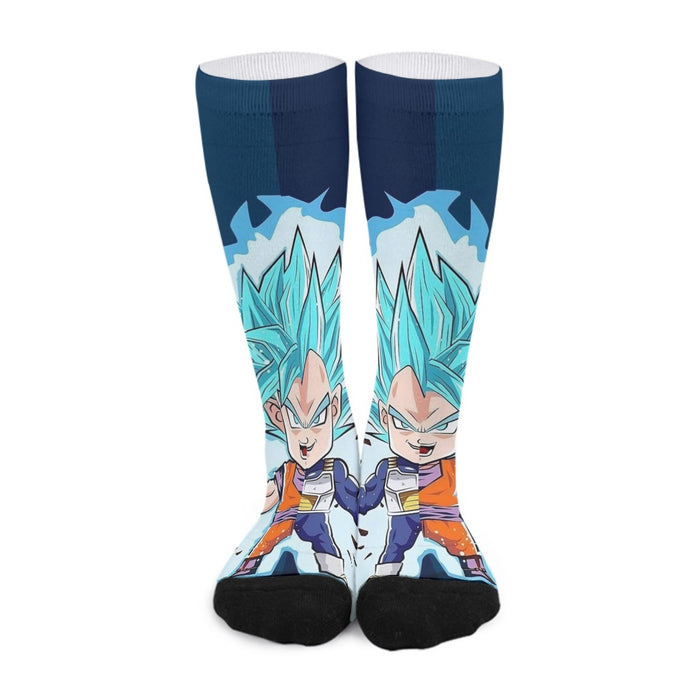 DBZ Goku Vegeta SSGSS God Blue Super Saiyan Chibi Sketch Socks