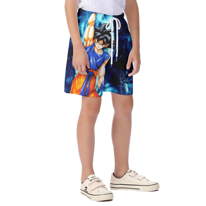 Dragon Ball Z Son Goku Cool Blue Aura Energy Ball Kid's Beach Shorts