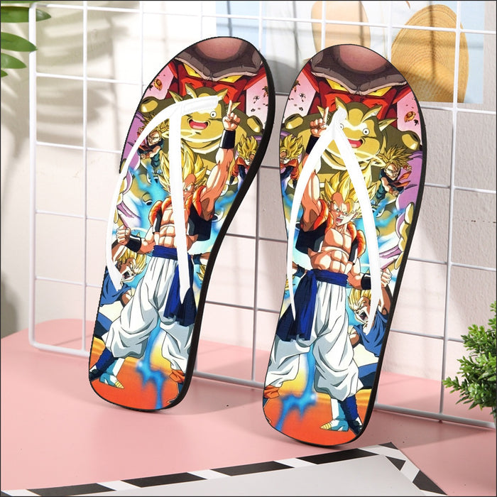 DBZ Goku Vegeta Fusion Saiyan Gogeta Colorful Design Streetwear Flip Flops