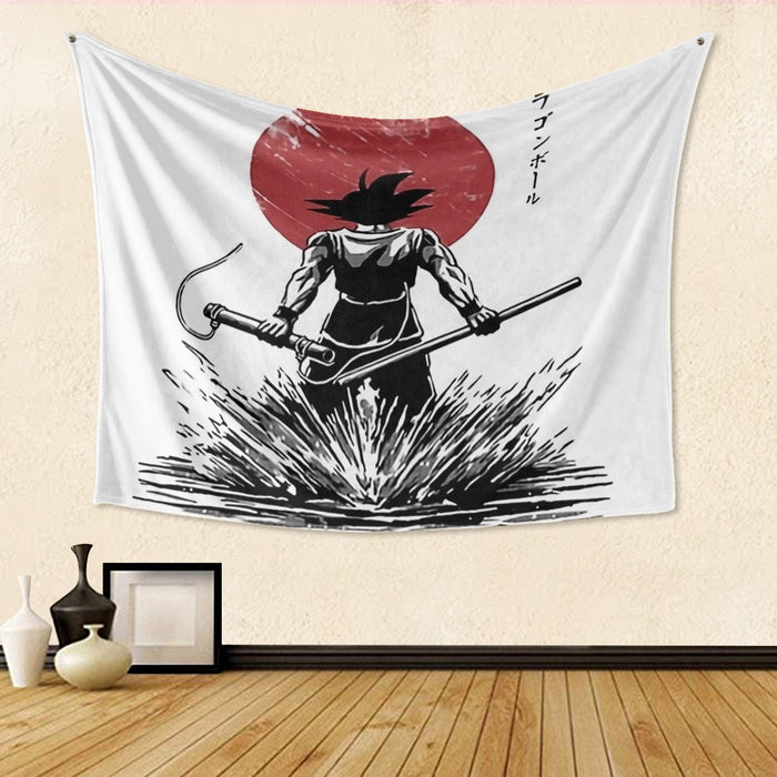 Goku With Red Moon Dragon Ball Tapestry