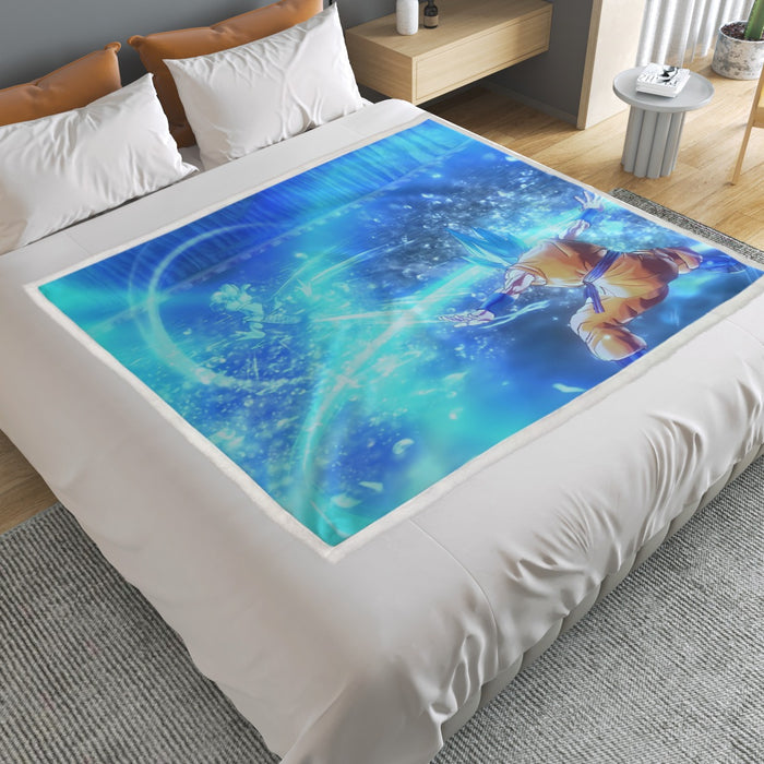 DBZ Goku SSGSS Saiyan God Blue Aura Blasting Streetwear Household Warm Blanket