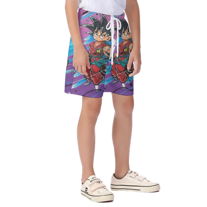 Dragon Ball Z  Kid Goku Graffiti Painting  Kid's Beach Shorts