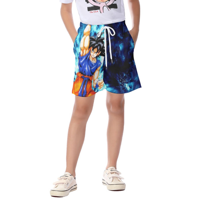 Dragon Ball Z Son Goku Cool Blue Aura Energy Ball Kid's Beach Shorts