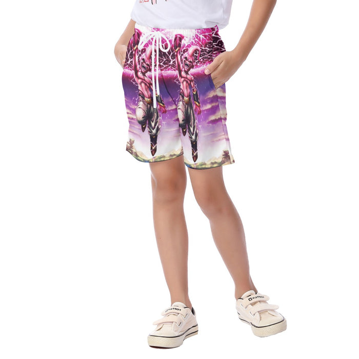 DBZ Kid Buu Super Villain Giant Ki Blast Realistic Design Kid's Beach Shorts