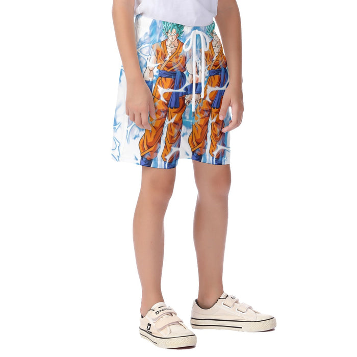 Dragon Ball Super SSGSS Goku Kid's Beach Shorts