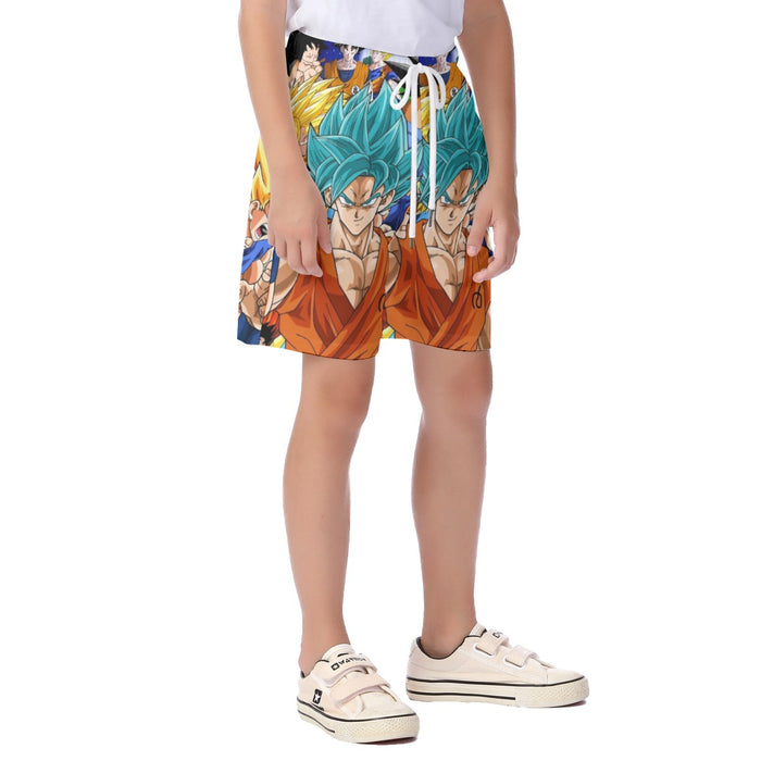 DBZ Goku Saiyan God Blue SSGSS Whis Symbol Cool Design  Kid's Beach Shorts